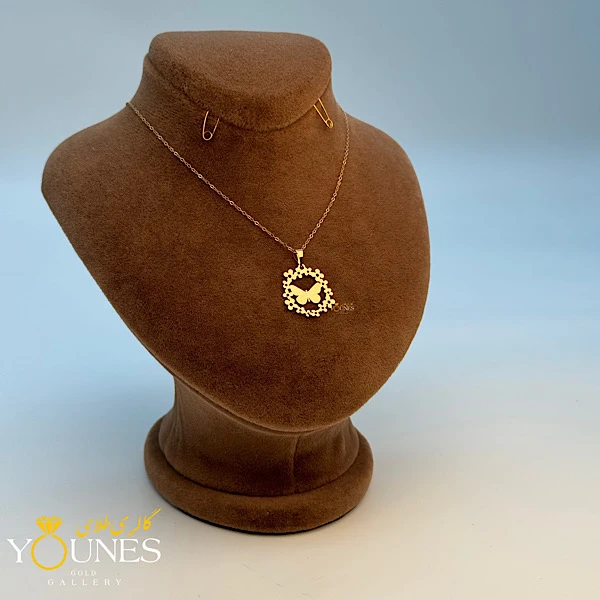 آویز پروانه ای گلی طلا لیزری